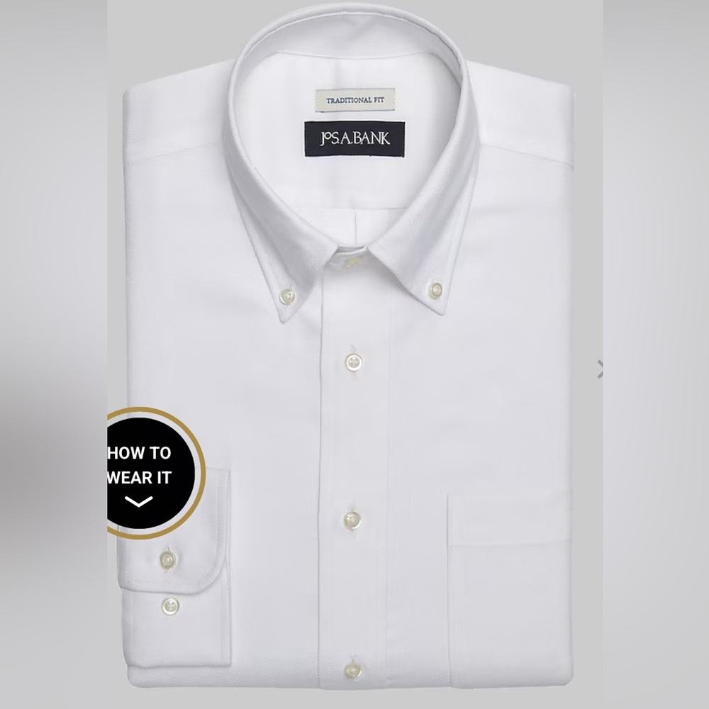 NWOT Jos. A. Bank Classic Traveler Collection White Dress Shirt